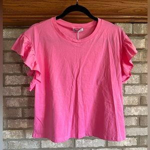 NWT Zara Pink Ruffle Sleeve Top Size Medium